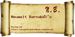 Neuwelt Barnabás névjegykártya